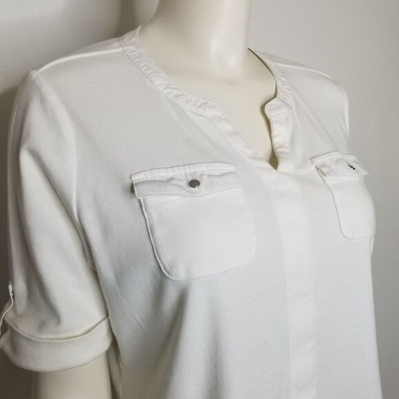 Craft & Barrows Women's‎ White V Neck Pull Over Size PXL - Picture 2 of 10